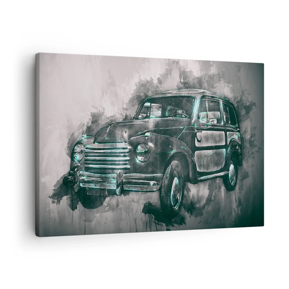 Canvas picture - A classic retro car with an artistic backdrop - 70x50cm - Distinguished Ancestor - Modern wall decoration for the living room and bedroom ARTTOR