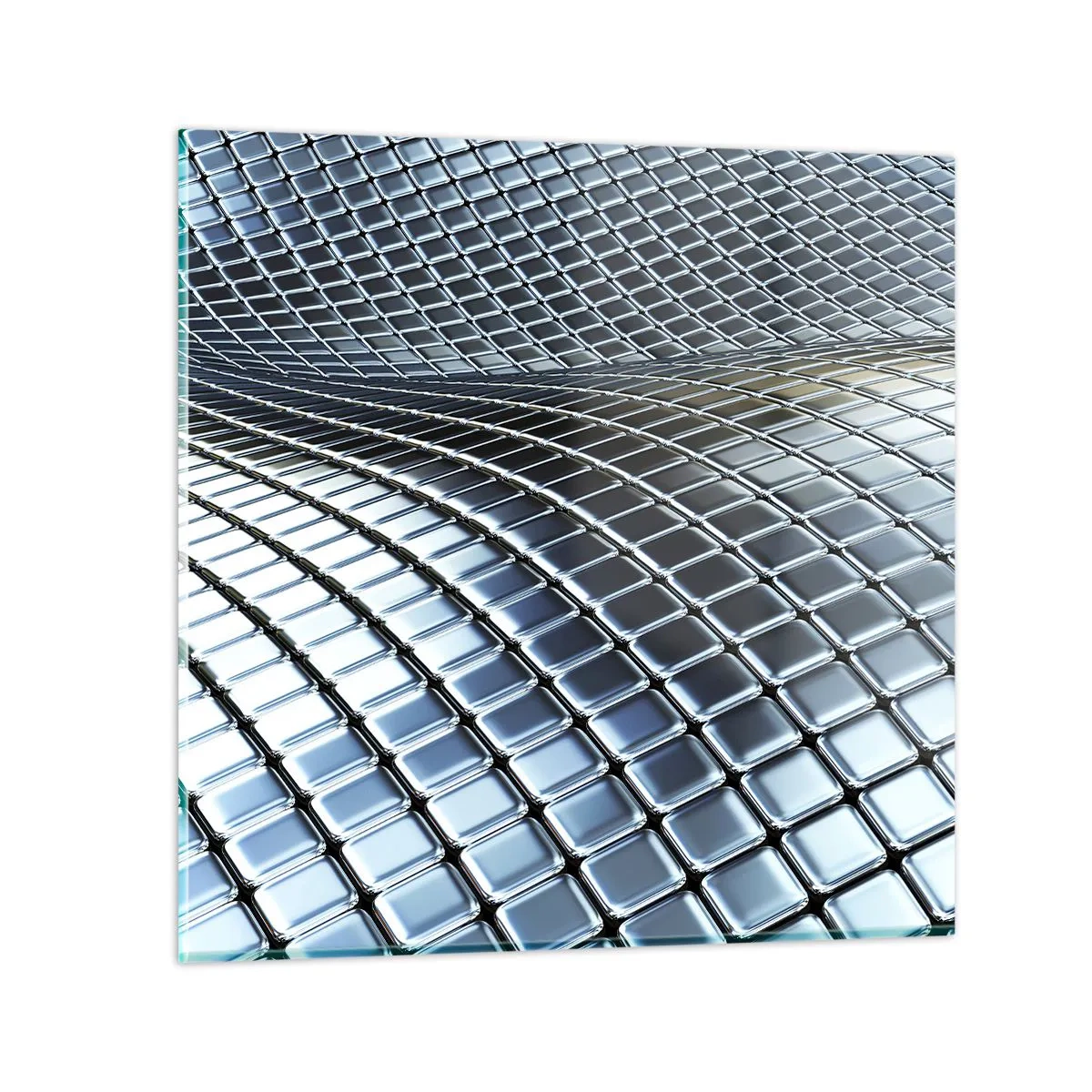 Glass picture - Metallic Silver Wave - 40x40 cm