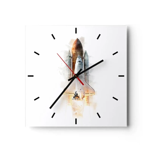 Wall clock - Clock on glass - Explorers Get Ready - 30x30 cm