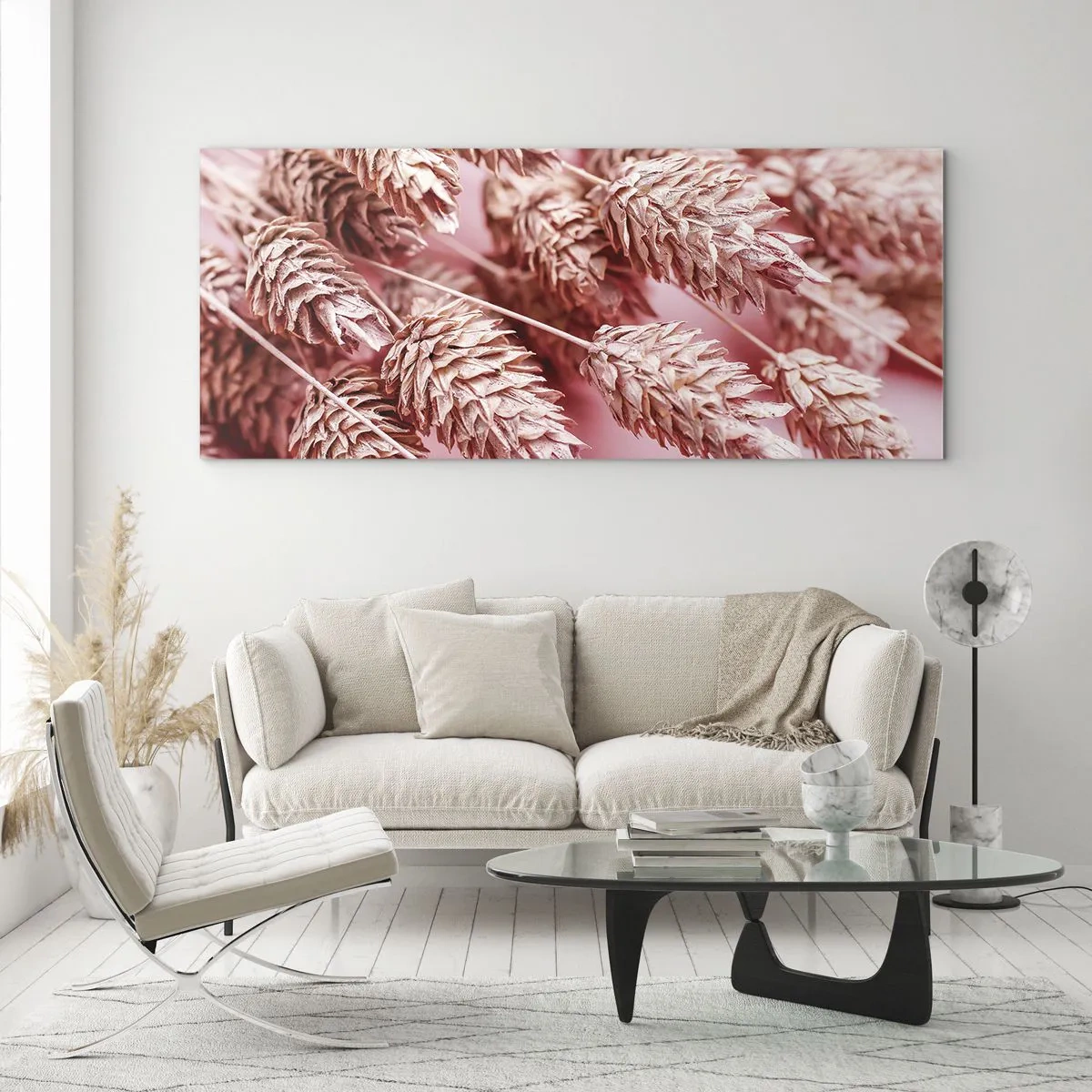 Glass picture - Flowery Cascade in Pink - 120x50 cm