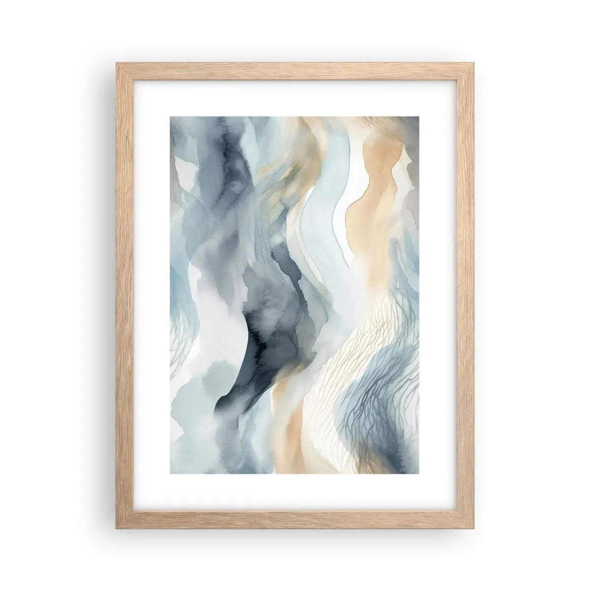 Poster in light oak frame - Snowy and Foggy Abstract - 30x40 cm