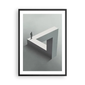 Poster in black frame - A figure on an impossible geometric figure - 50x70cm - And Yet It Is Possible - Modern wall decoration for the living room and bedroom ARTTOR