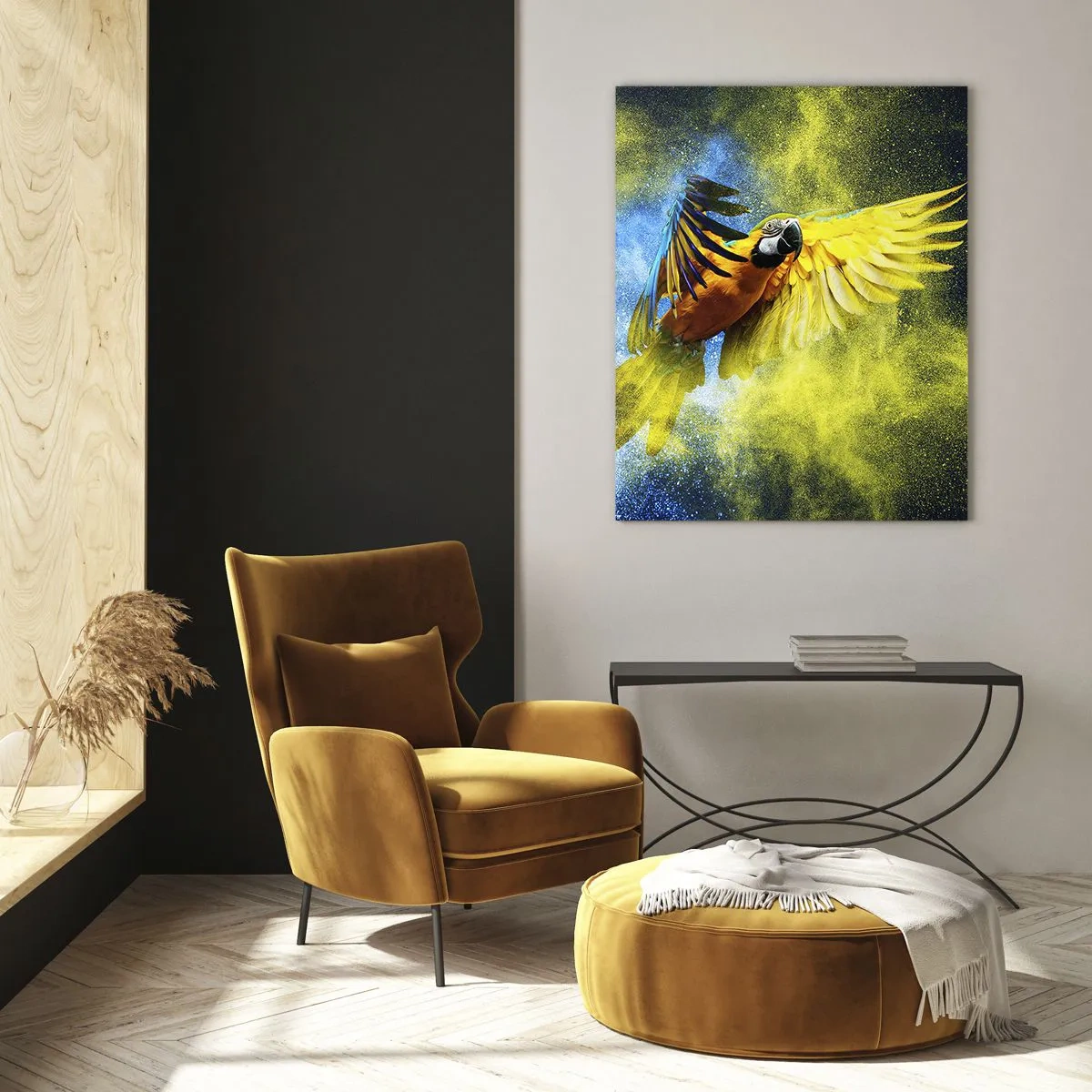 Glass picture - In Blue and Gold Dust - 50x70 cm