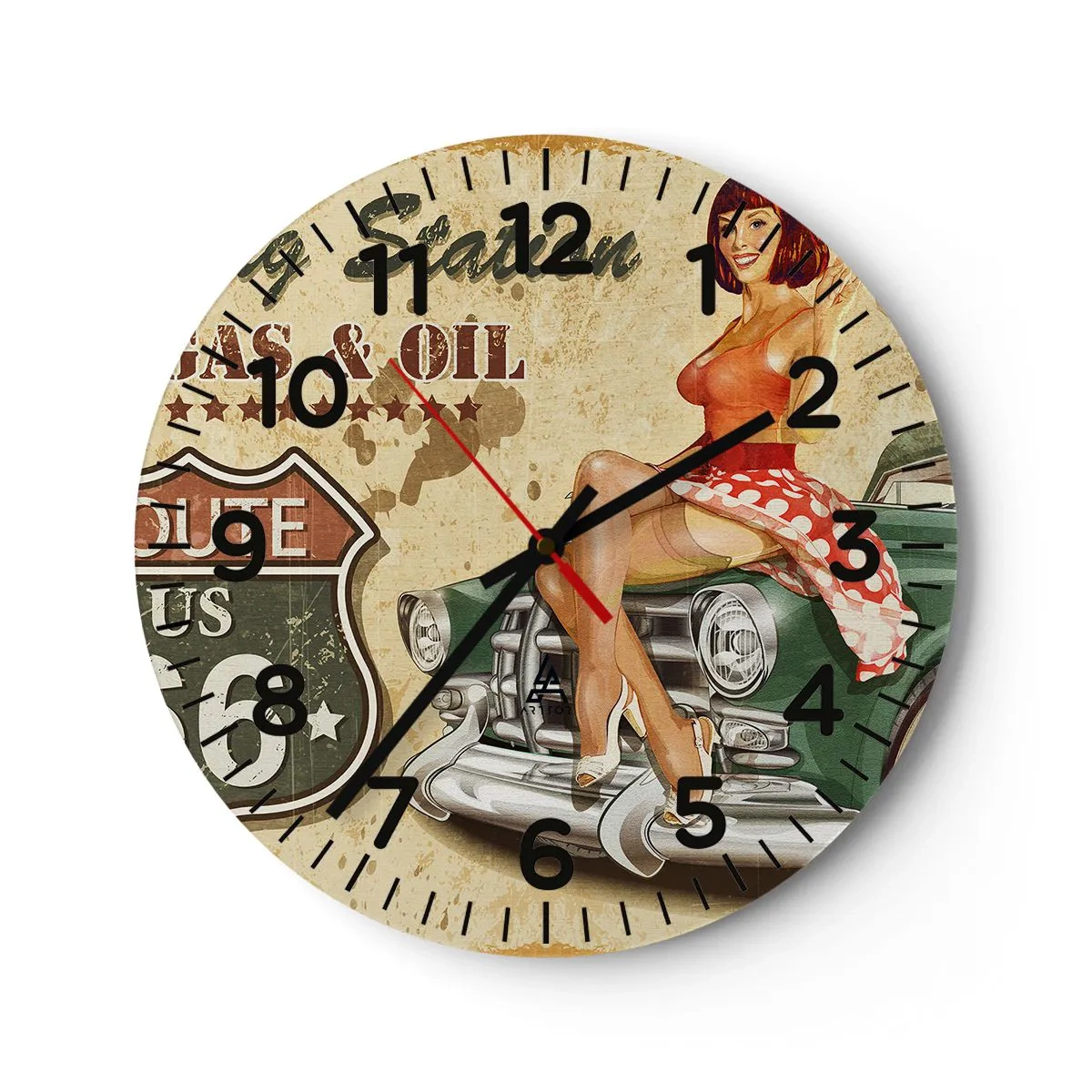 Wall clock - Clock on glass - Wonderful 40-ies - 30x30 cm