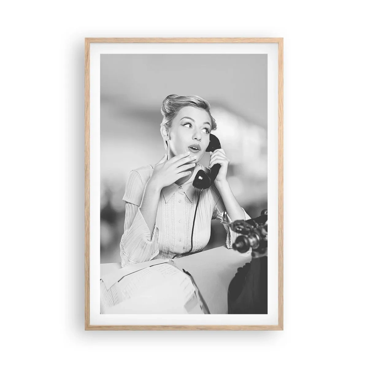 Poster in light oak frame - Hello, Here Come the 50-ies - 61x91 cm