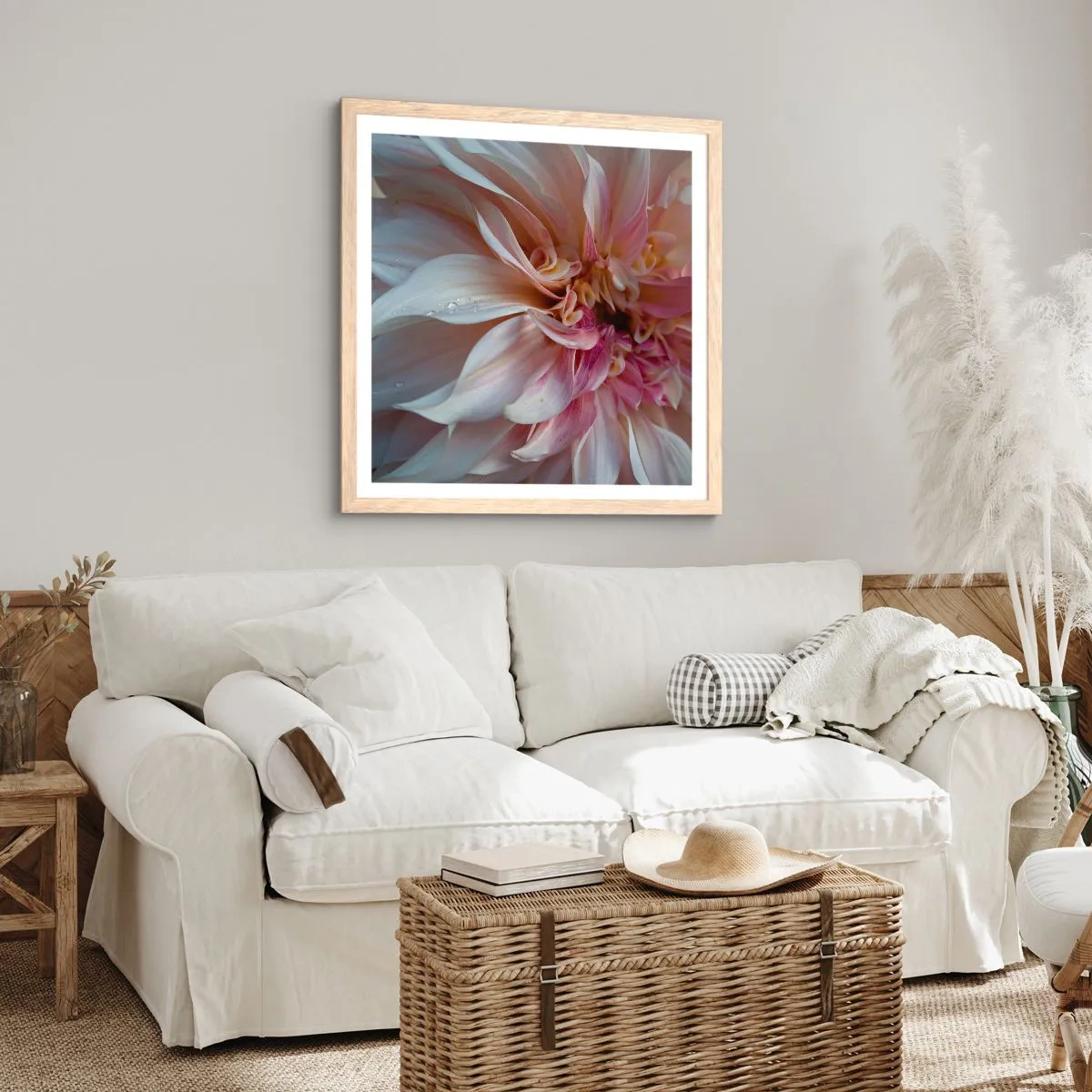 Poster in light oak frame - Blooming Freshness - 50x50 cm