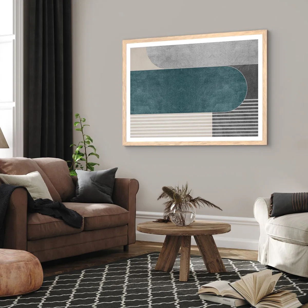 Poster in light oak frame - Levelled Composition - 100x70 cm