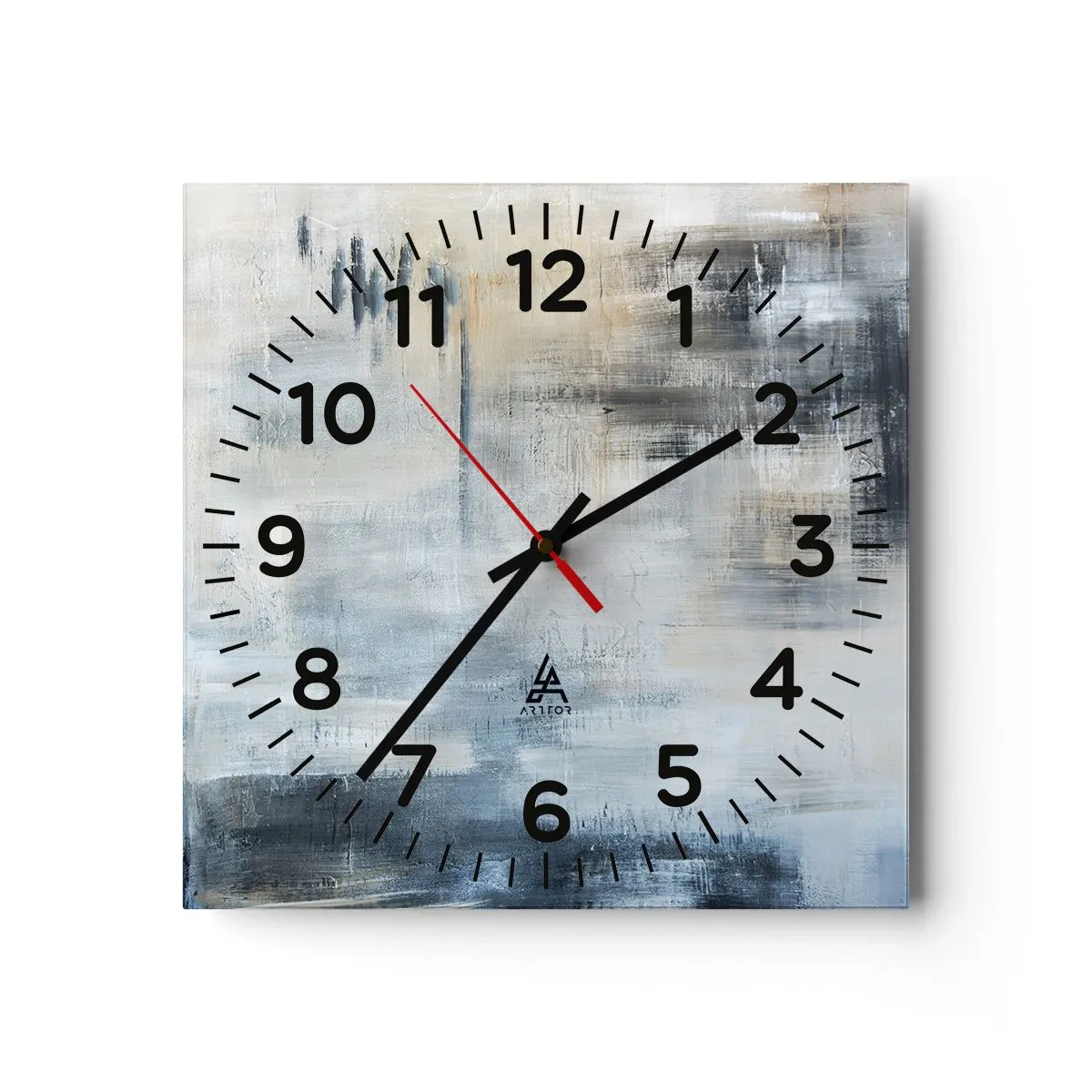 Wall clock - Clock on glass - Behind the Curtain of Blue - 40x40 cm