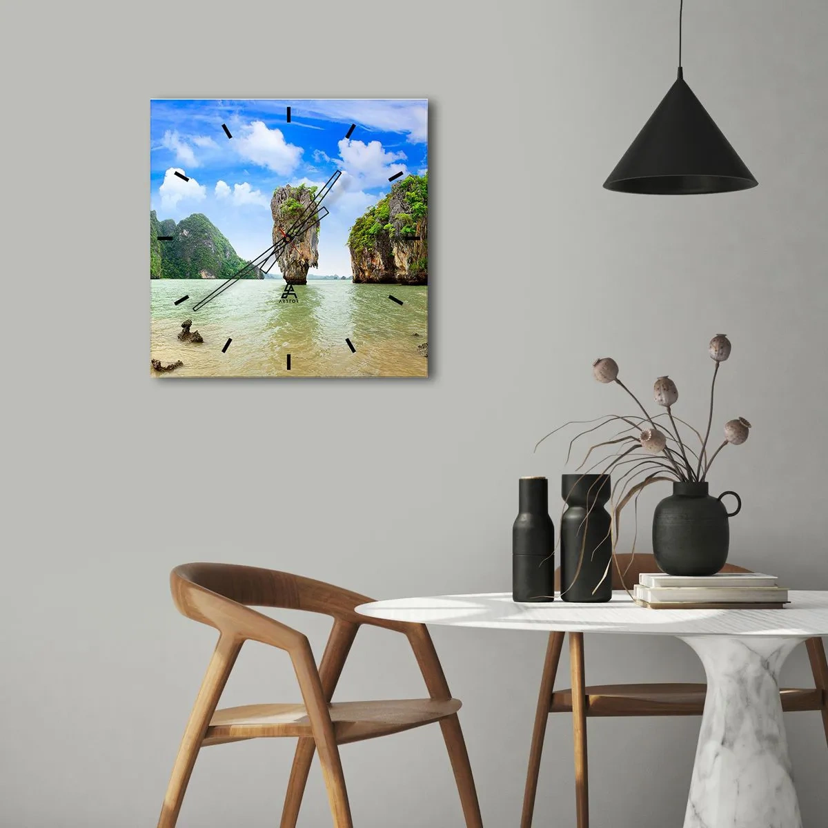 Wall clock - Clock on glass - Rocky Oddities of Nature - 30x30 cm