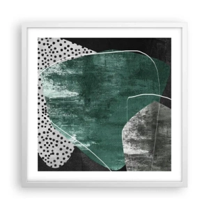 Poster in white frmae - Colourful Abstract with a Golden Petal - 50x50 cm