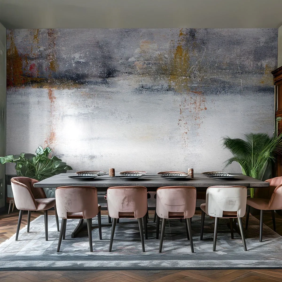 Self-Adhesive Photo Wallpaper Deluxe Sticker - Behind a Curtain of Air - Abstraction, Piece, Painting - 450x315 cm