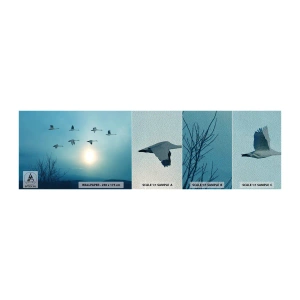 Photo Wallpaper Sample Premium Sand - Farewell to Summer for a Year - Landscape, Stork, Birds - 100x30 cm