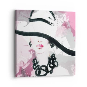 Canvas picture - Portrait of a Lady in Black and Pink - 30x30 cm