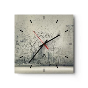 Wall clock - Clock on glass - My Wonderful City Life - 40x40 cm