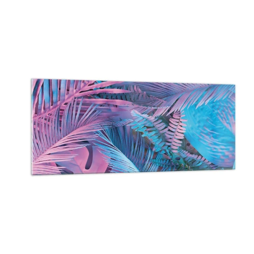 Glass picture - Tropics in Pink and Blue - 100x40 cm