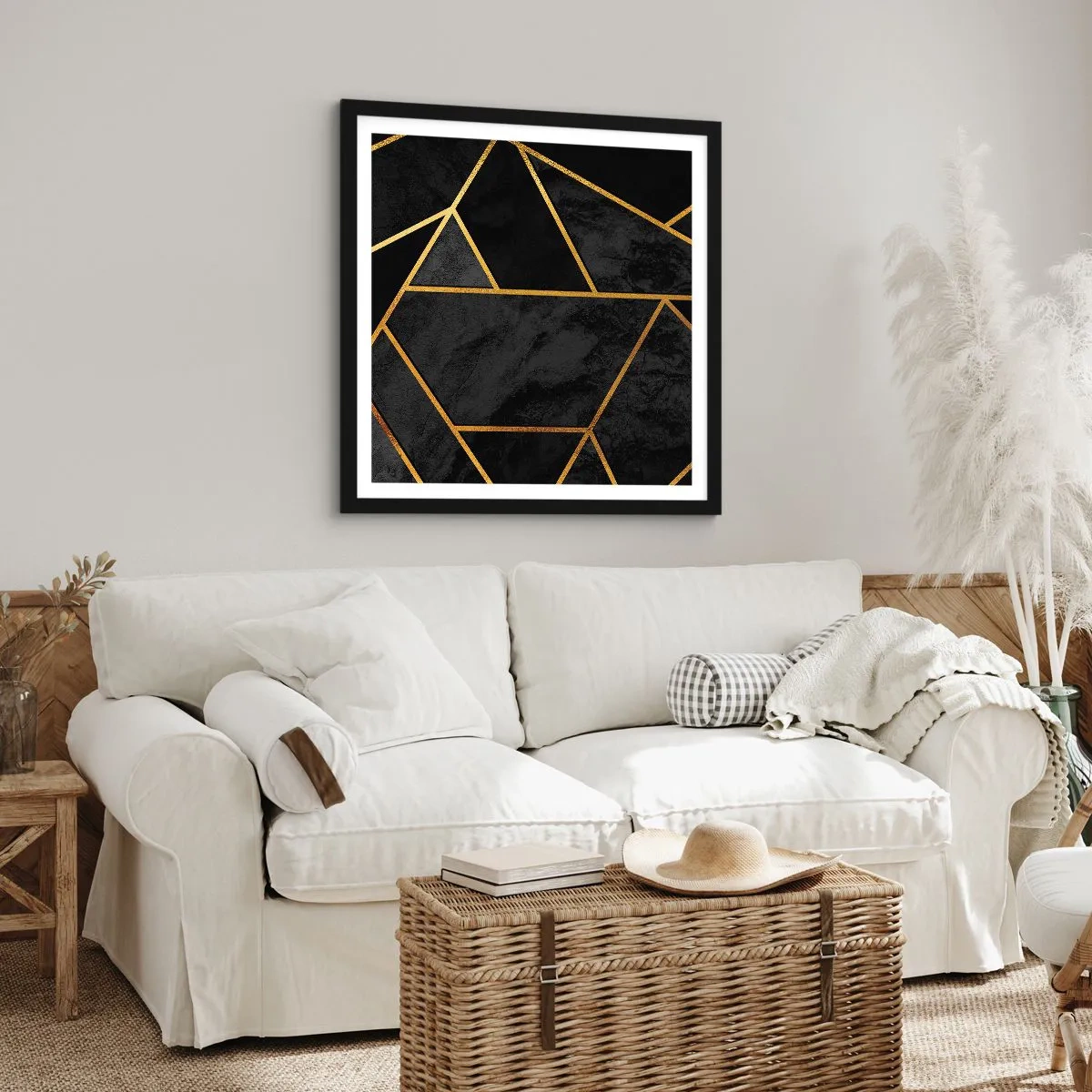 Poster in black frame - Darkness and Brighness - 60x60 cm