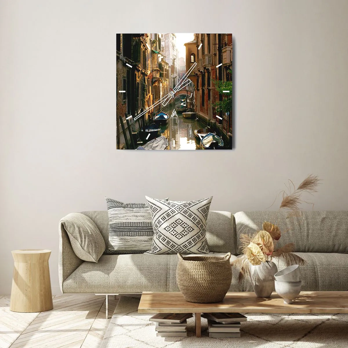 Wall clock - Clock on glass - In a Venetian Alley - 30x30 cm