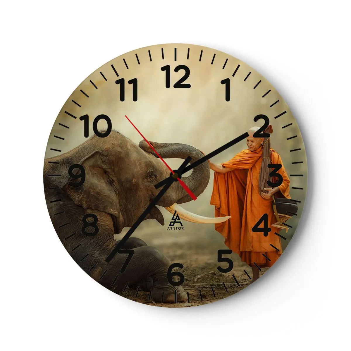 Wall clock - Clock on glass - Unexpected Meeting - 40x40 cm