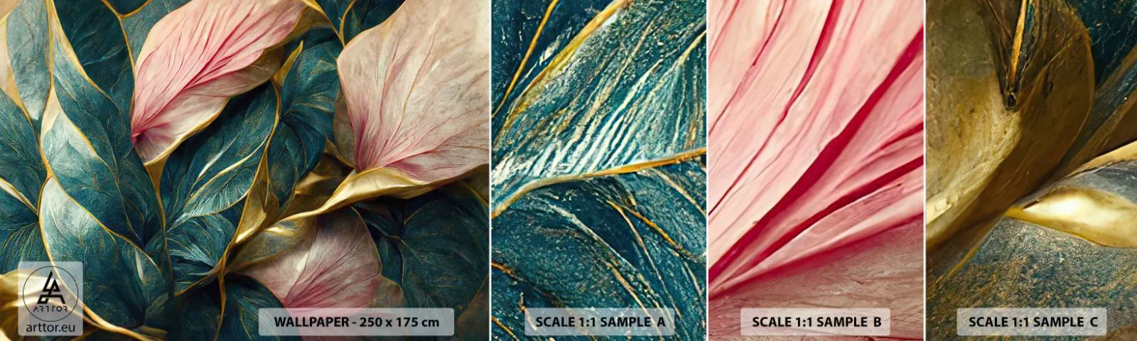 Photo Wallpaper Sample Self-Adhesive Deluxe Sticker - Natural Elegance and Style - Art Deco, Flowers, Elegance - 100x30 cm