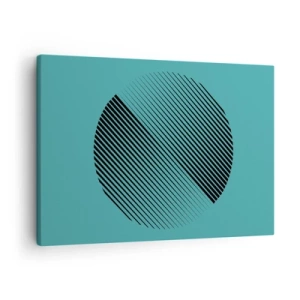 Canvas picture - A minimalist circle with lines on a turquoise background. - 70x50cm - Circle - Geometrical Variation - Modern wall decoration for the living room and bedroom ARTTOR