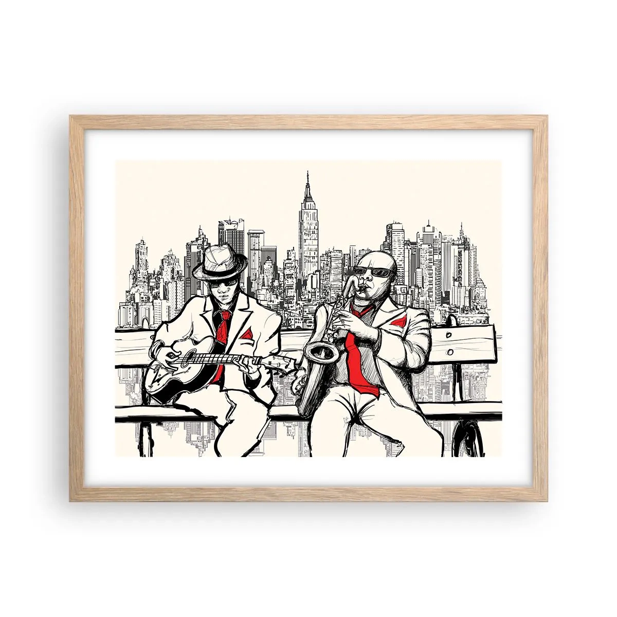 Poster in light oak frame - New York Improvisation - 50x40 cm