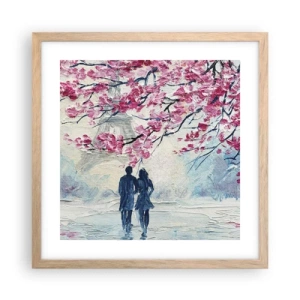 Poster in light oak frame - Romantic Walk - 40x40 cm