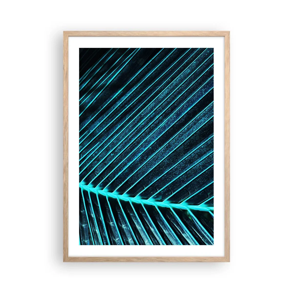Poster in light oak frame - Texture of Green - 50x70 cm