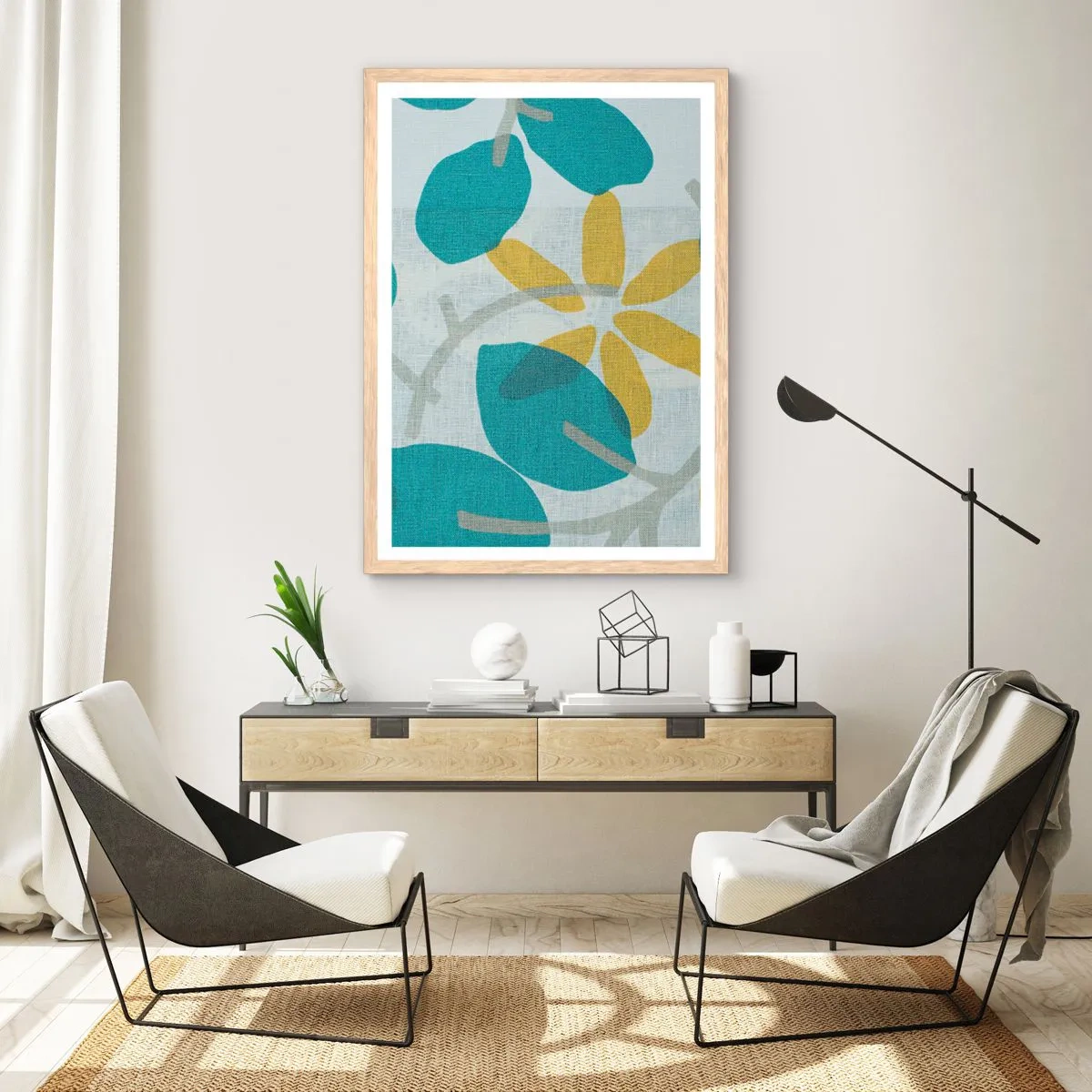Poster in light oak frame - Among Azure Leaves - 40x50 cm