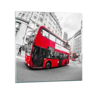 Glass picture - Traditional London -By Bus - 30x30 cm