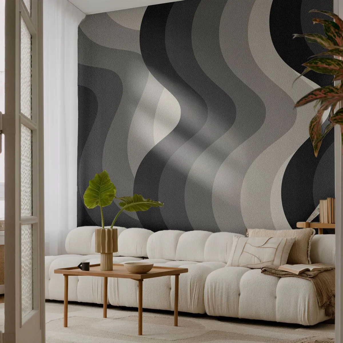 Self-Adhesive Photo Wallpaper Deluxe Sticker - Wave after Wave - Lines, Waves, Abstraction - 100x70 cm