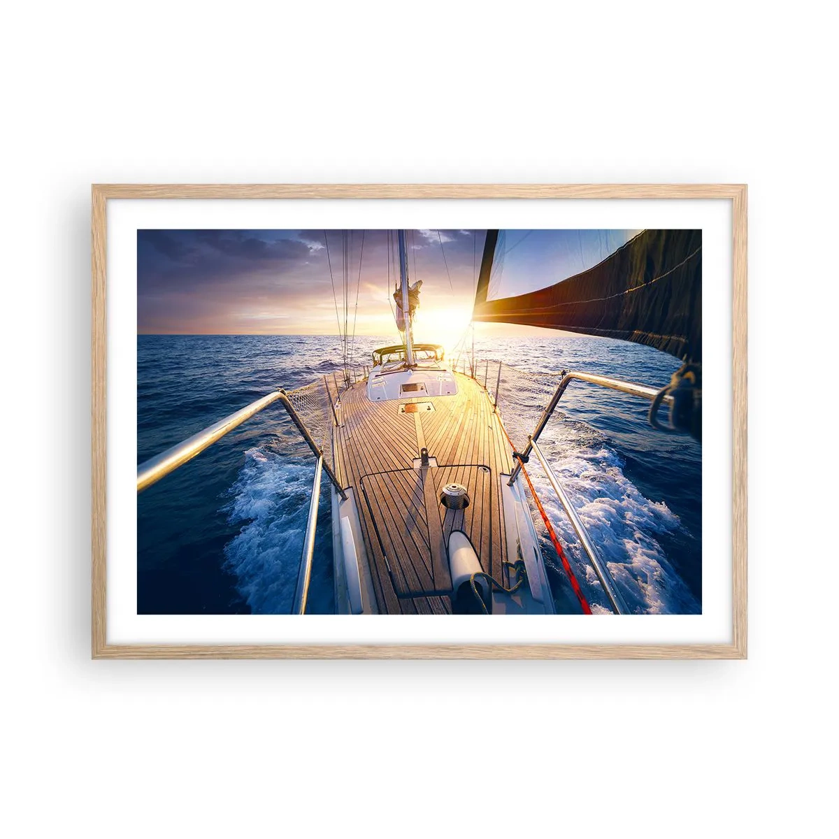Poster in light oak frame - Running on Waves - 70x50 cm