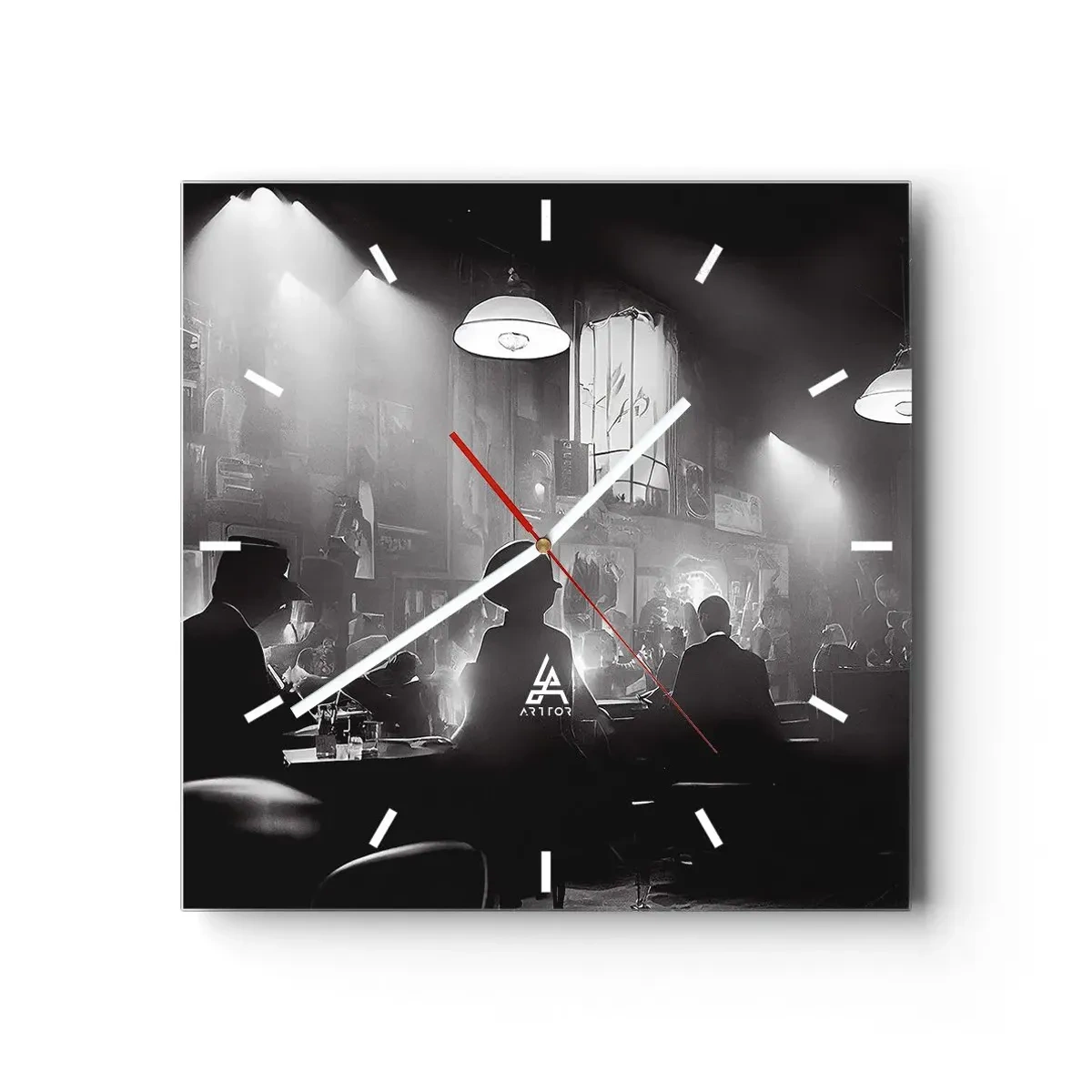 Wall clock - Clock on glass - In Jazz Ambiance - 40x40 cm
