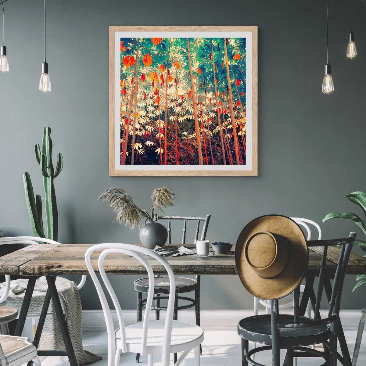 Poster in light oak frame - Secret Life of Leaves - 40x40 cm