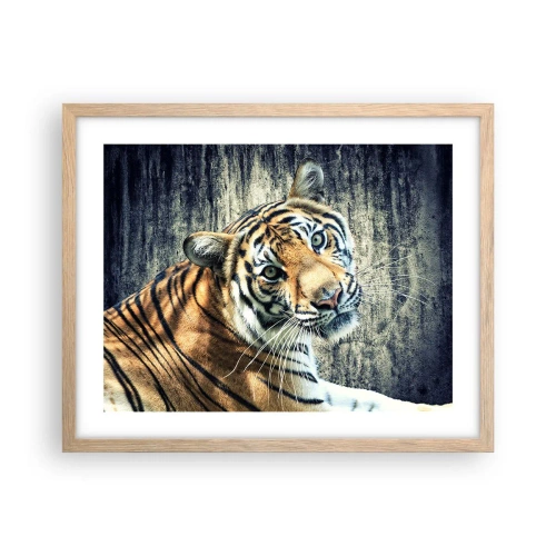 Poster in light oak frame - Portrait in Rays of Light - 50x40 cm