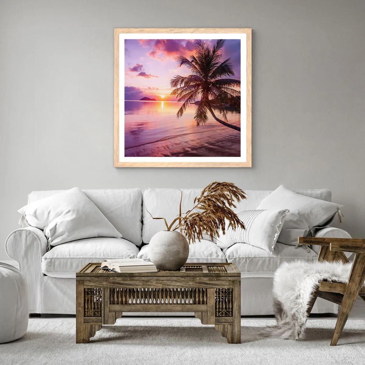 Poster in light oak frame - Bliss up to the Horizon - 60x60 cm