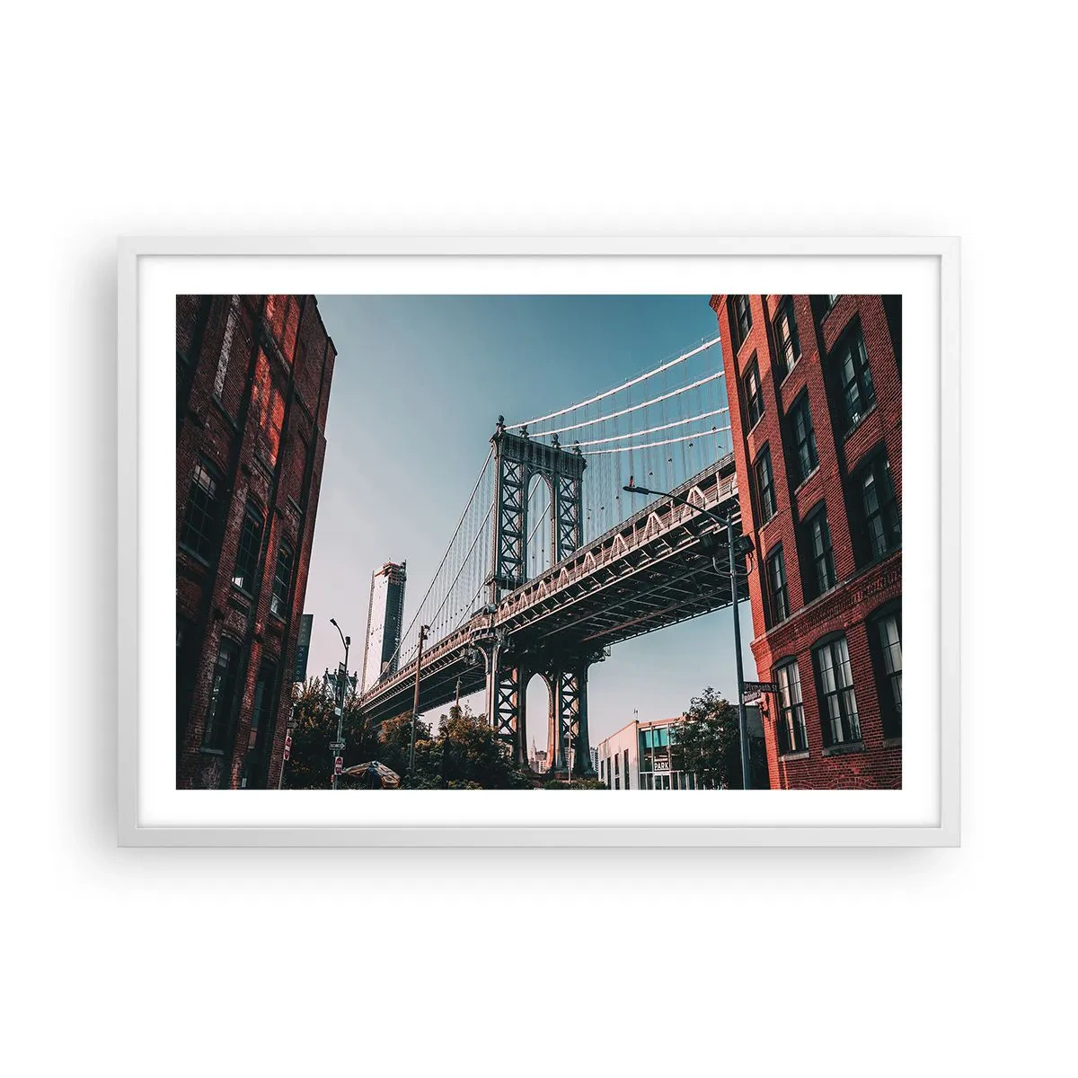 Poster in white frmae - Over the City Waves - 70x50 cm