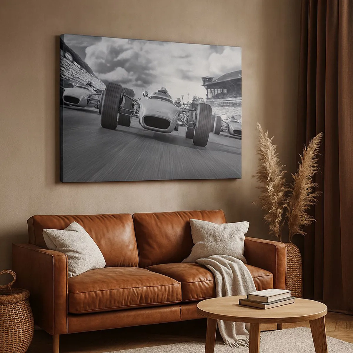 Canvas picture - Classic car race in motion - 70x50cm - There is Power! - Modern wall decoration for the living room and bedroom ARTTOR