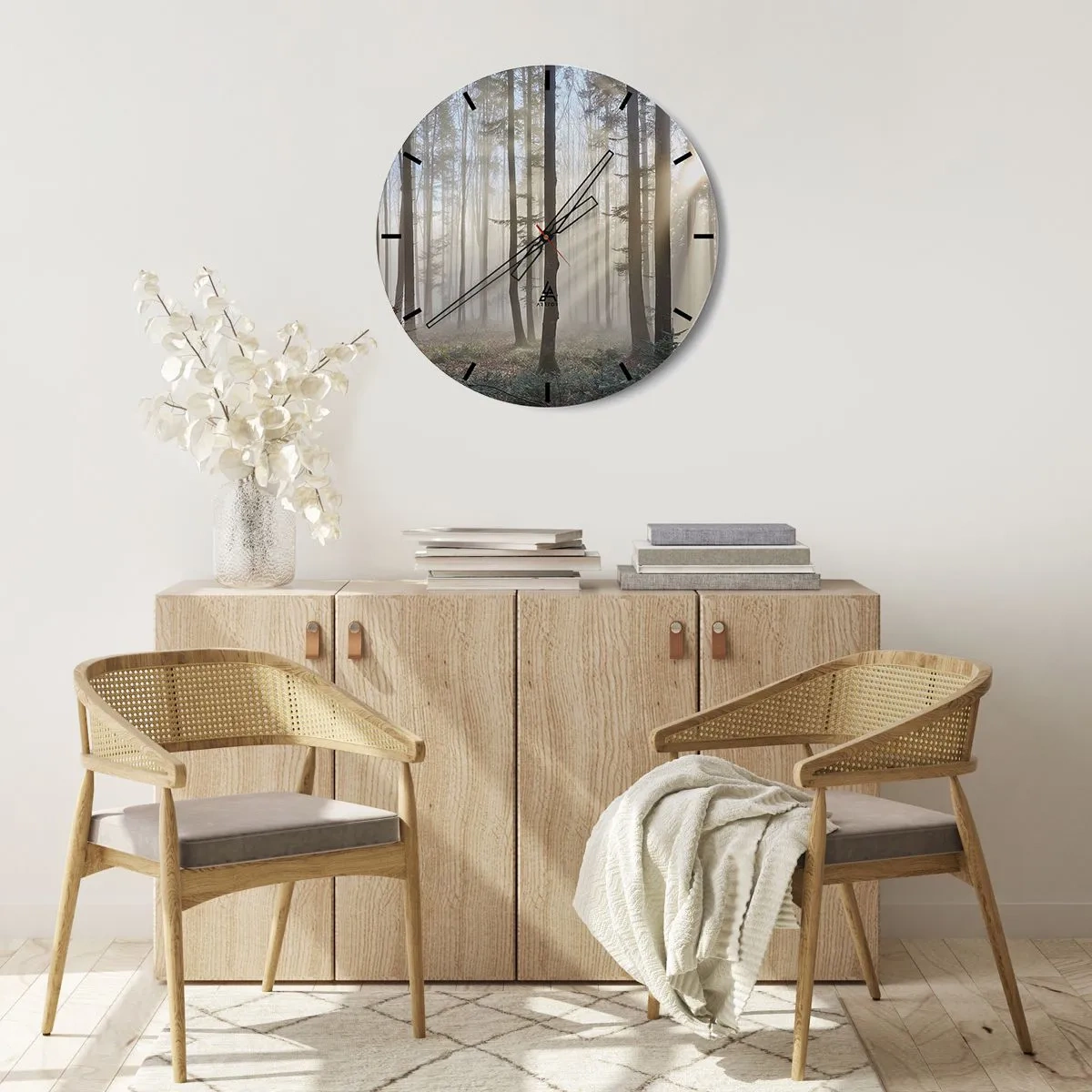 Wall clock - Clock on glass - Fog Has Woken up Too - 40x40 cm