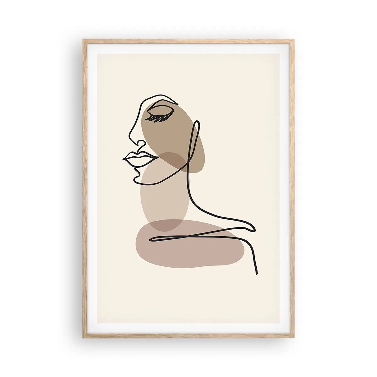 Poster in light oak frame - Listening to Herself - 70x100 cm