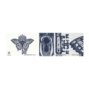 Photo Wallpaper Sample Premium Canvas - All Secrets of the Heart - Abstraction, Butterfly, Key - 100x30 cm