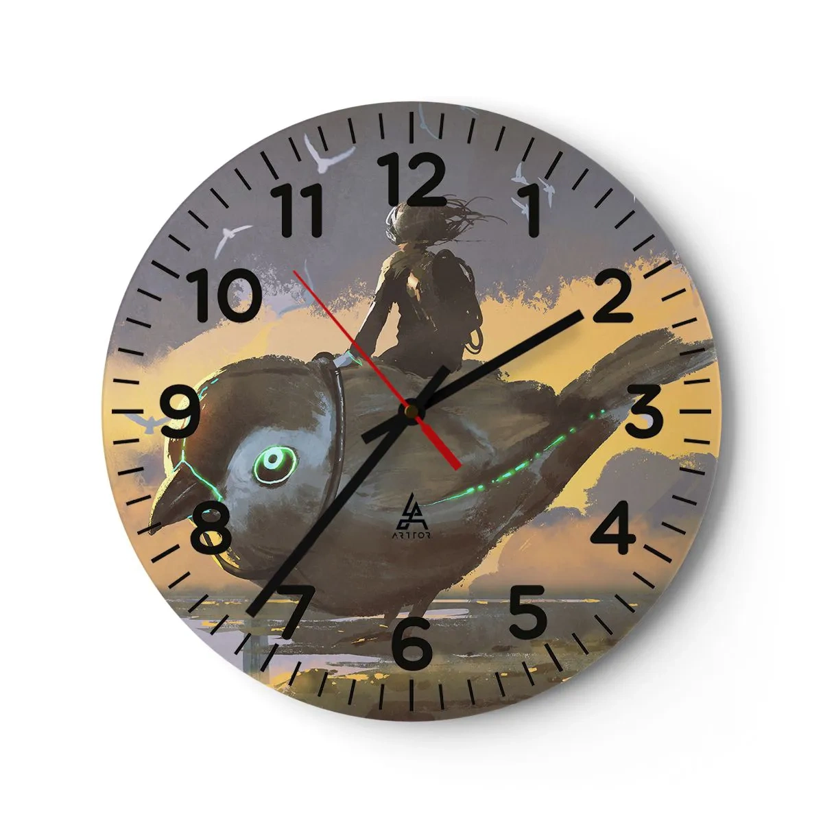 Wall clock - Clock on glass - Stop on a Fantastic Journey - 40x40 cm