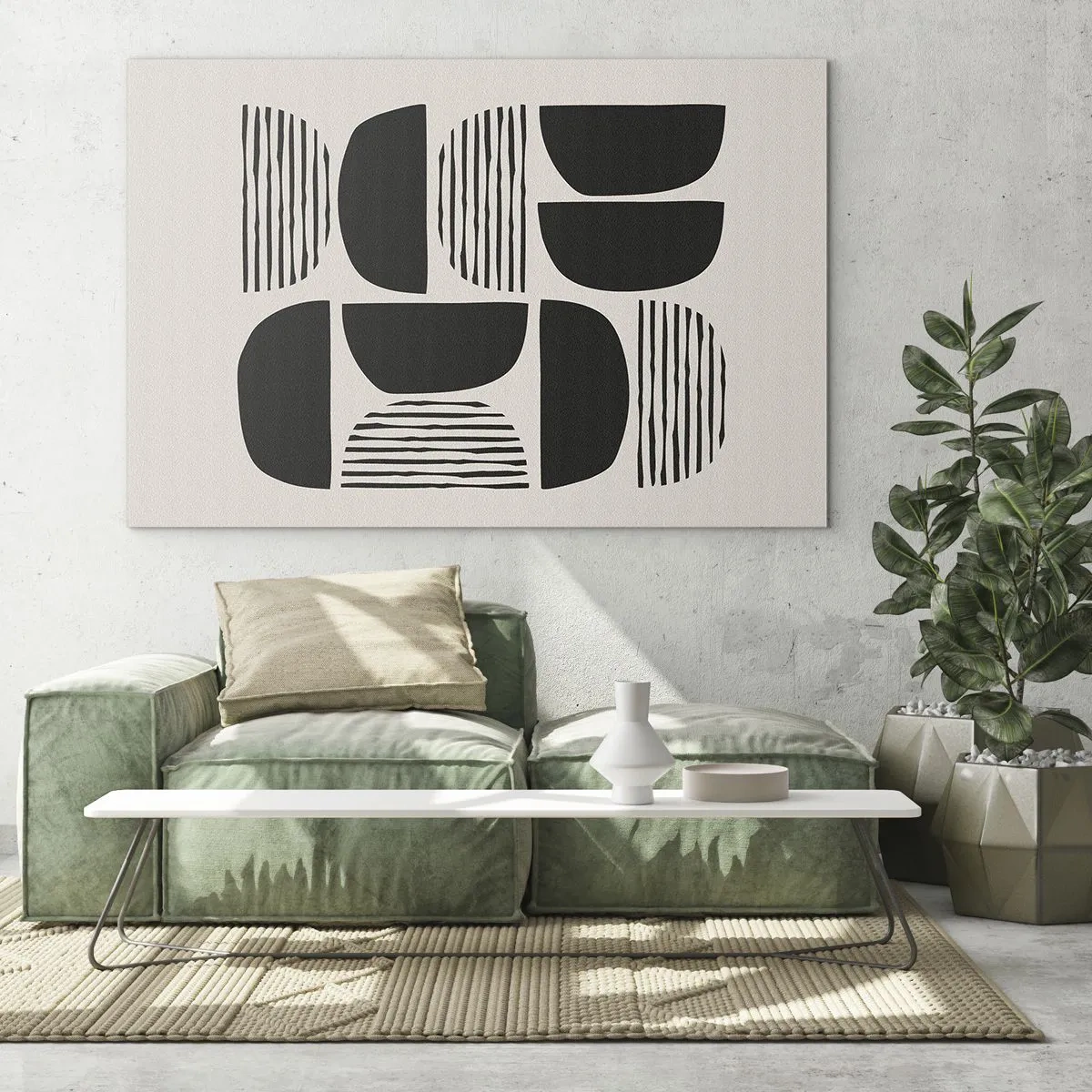 Glass picture - Abstract composition of geometric shapes with lines - 70x50cm - Half-Systems - Modern wall decoration for the living room and bedroom ARTTOR