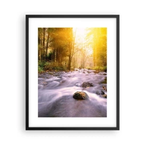 Poster in black frame - Malachite in Silver and Gold Setting - 40x50 cm