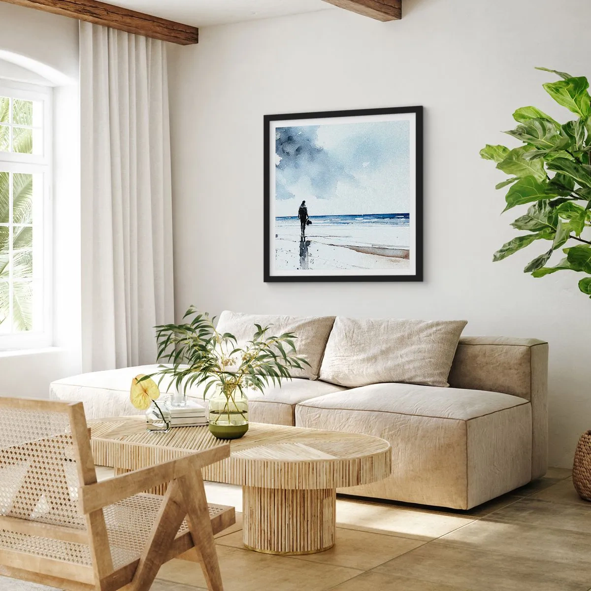 Poster in black frame - Conversation with the Sea - 40x40 cm