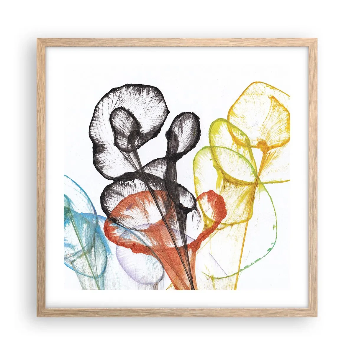 Poster in light oak frame - Flowers with a Soul - 50x50 cm