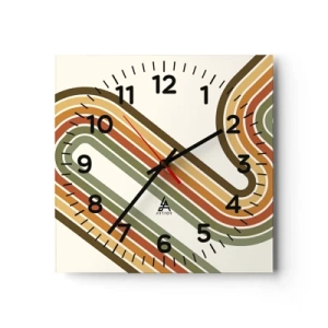 Wall clock - Clock on glass - Zigzaging towards the Goal - 30x30 cm