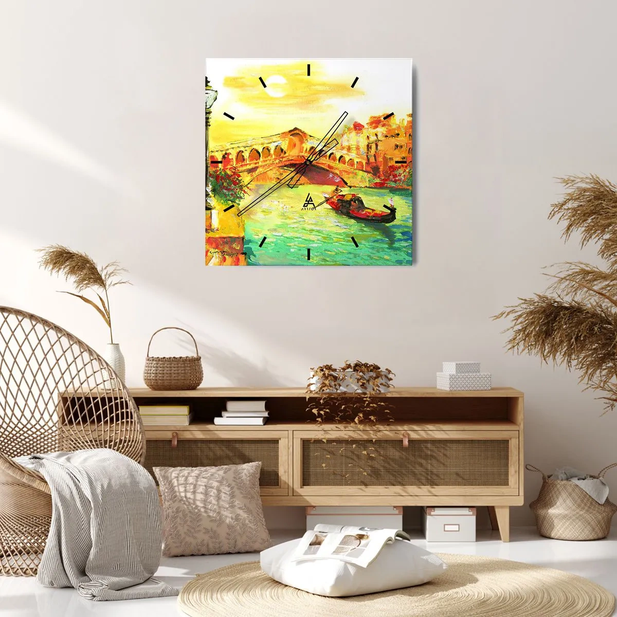 Wall clock - Clock on glass - Pilgrimage of Lovers - 30x30 cm