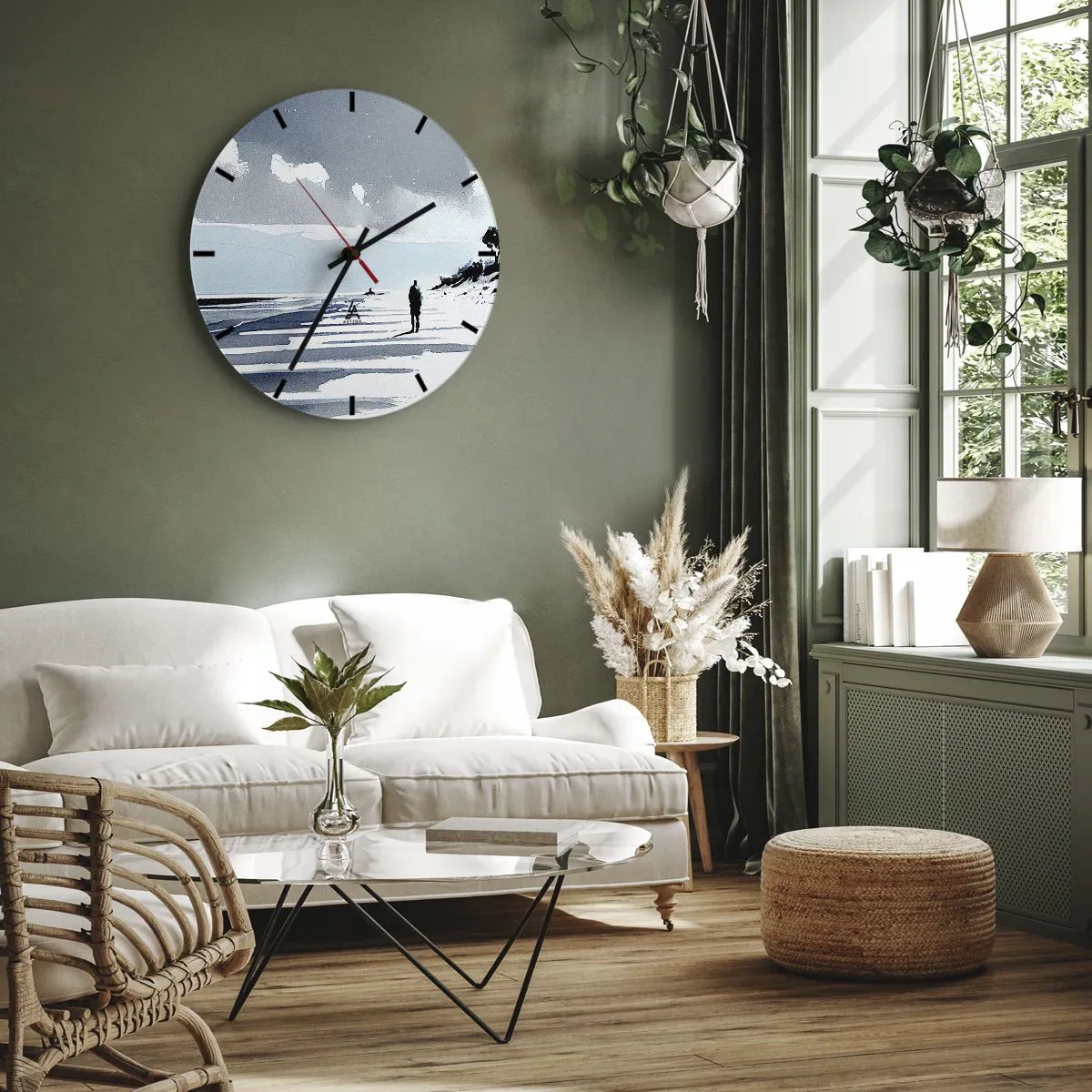 Wall clock - Clock on glass - All Alone - 30x30 cm