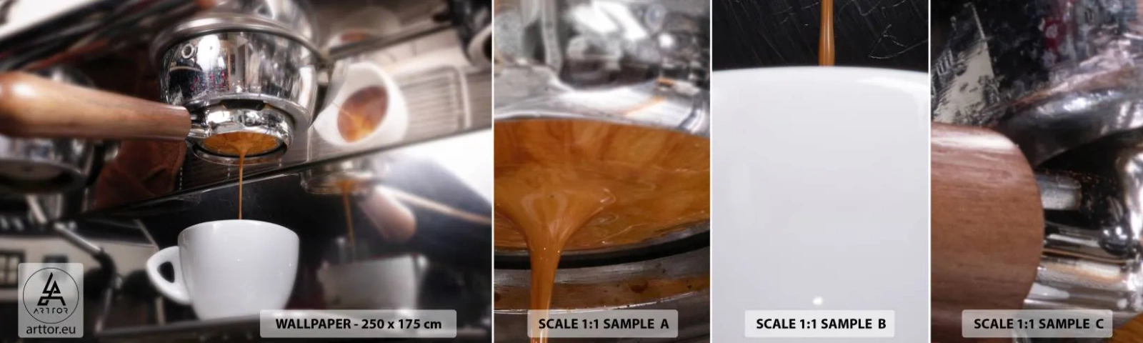 Photo Wallpaper Sample Standard Eco - Good Moment of the Day - Coffee, Coffee machine, Barista - 100x30 cm