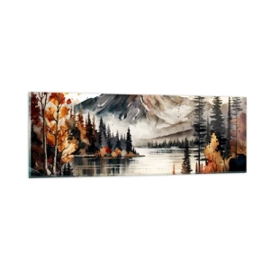 Glass picture - Golden Autumn in the Mountains - 90x30 cm